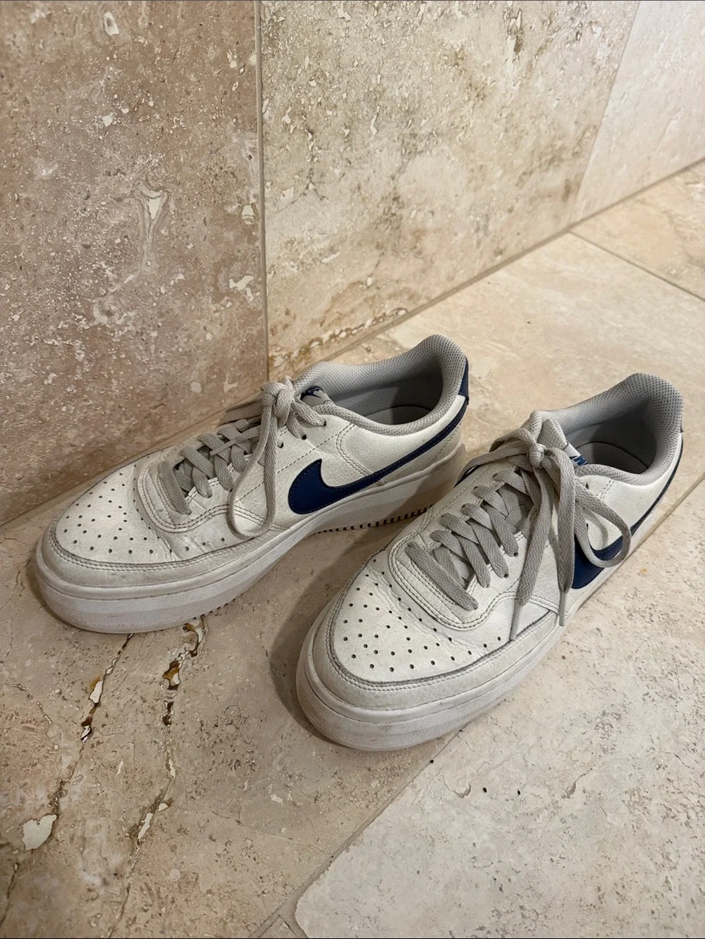 Nike Court Vision Alta Platform Sneakers with Navy Swoosh